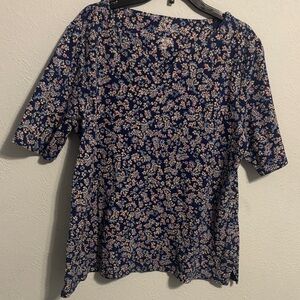 Croft & Barrow Navy Floral Blouse